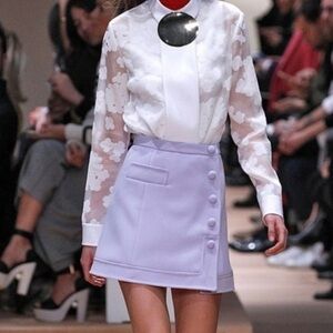 Carven Double Crepe Lilac Purple Skirt Pastel High Rise Runway Piece